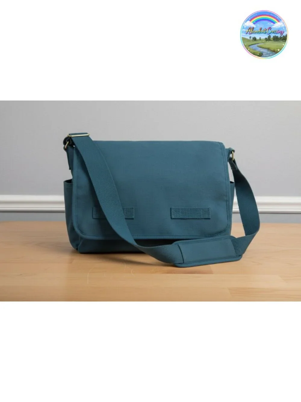 Cotton Canvas Messenger Shoulder Bag Padded Adjustable Strap Travel School